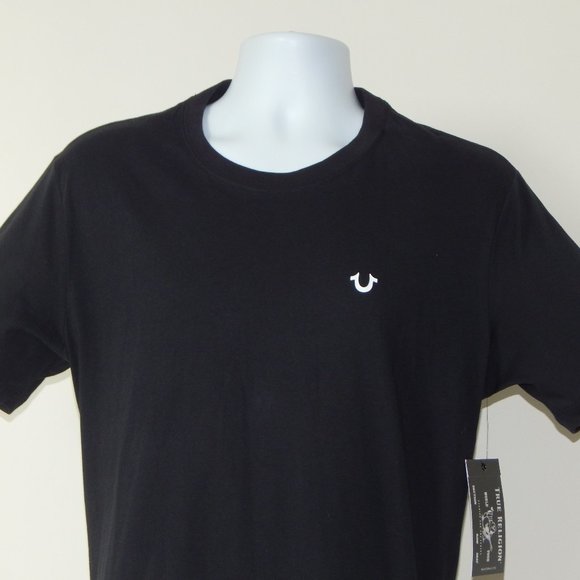 TRUE RELIGION CREW LOGO GRAPHIC BLACK T SHIRT - Picture 2 of 4